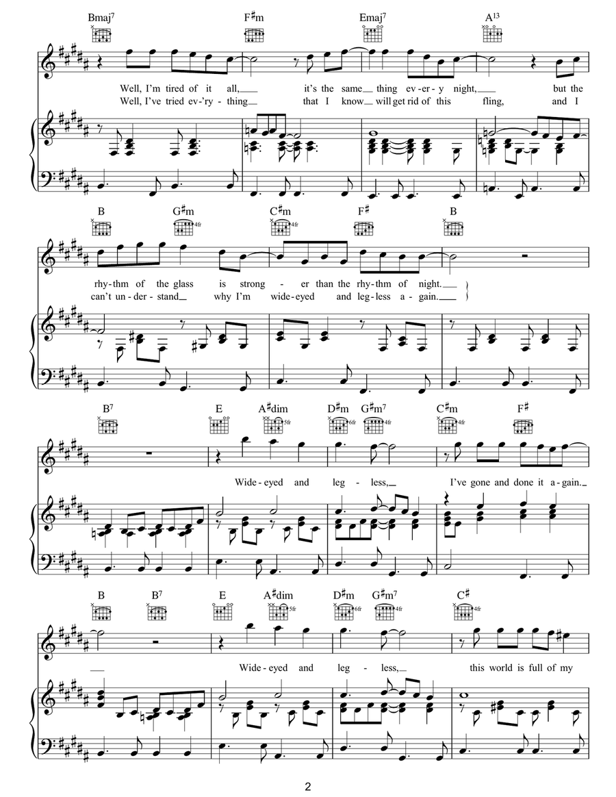 Wide-Eyed And Legless Wide-Eyed And Legless Piano, Vocal, Guitar scores gallery preview page 2