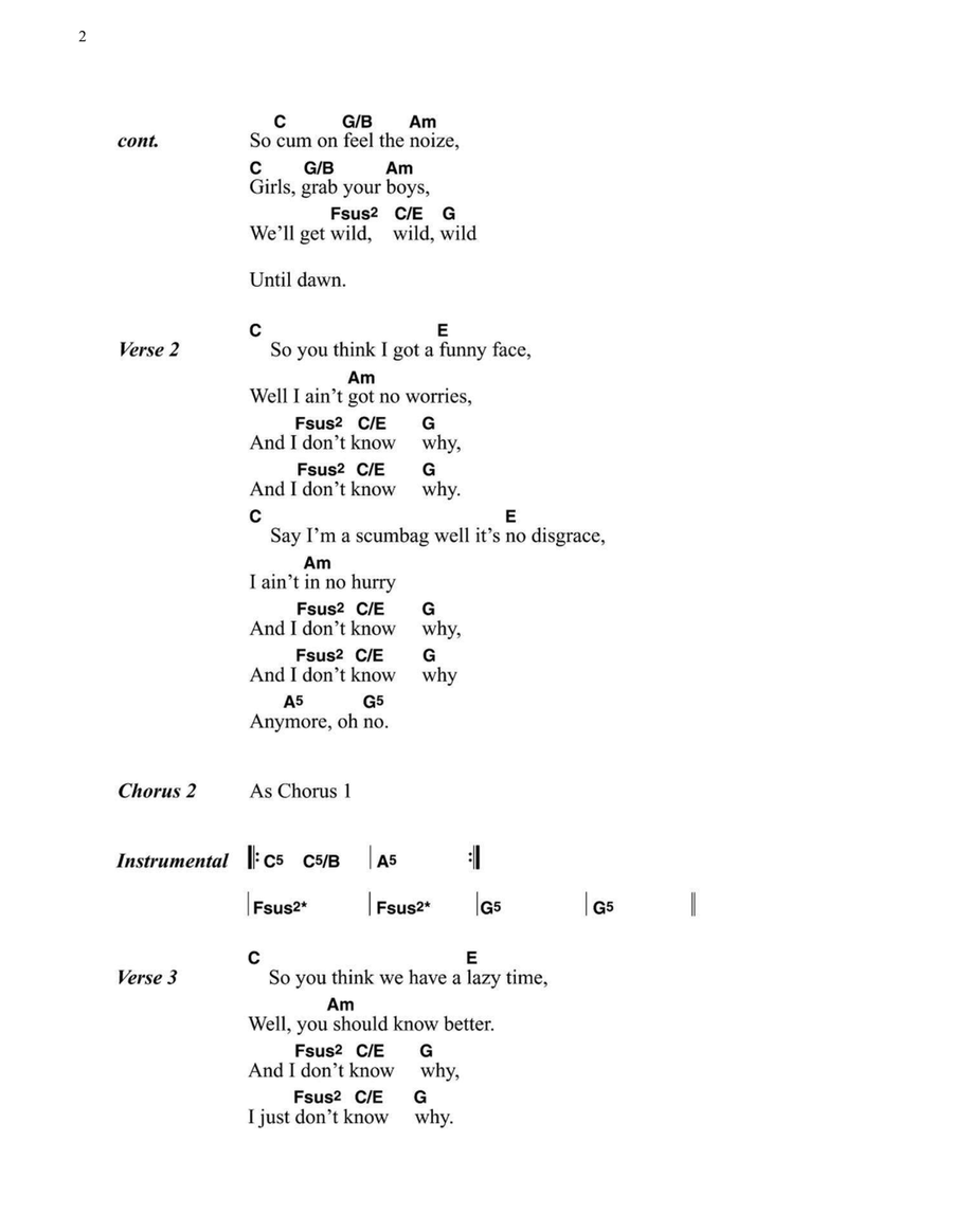 Cum On Feel The Noize Easy Guitar scores gallery preview page 2