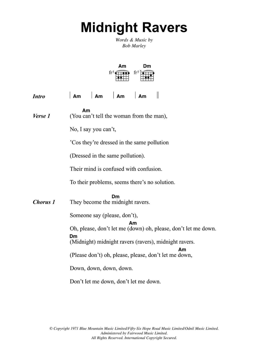 Midnight Ravers Easy Guitar scores gallery preview page 1