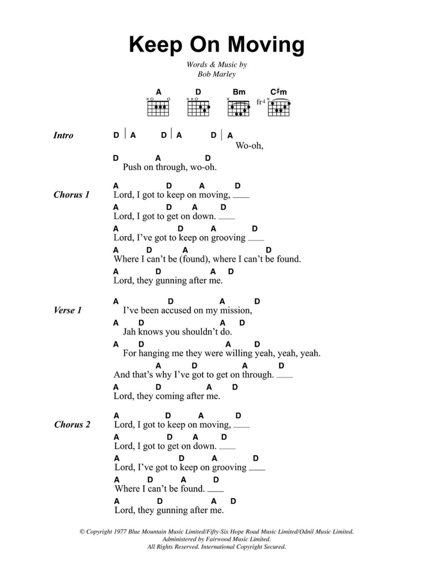Keep On Moving Easy Guitar scores gallery preview page 1