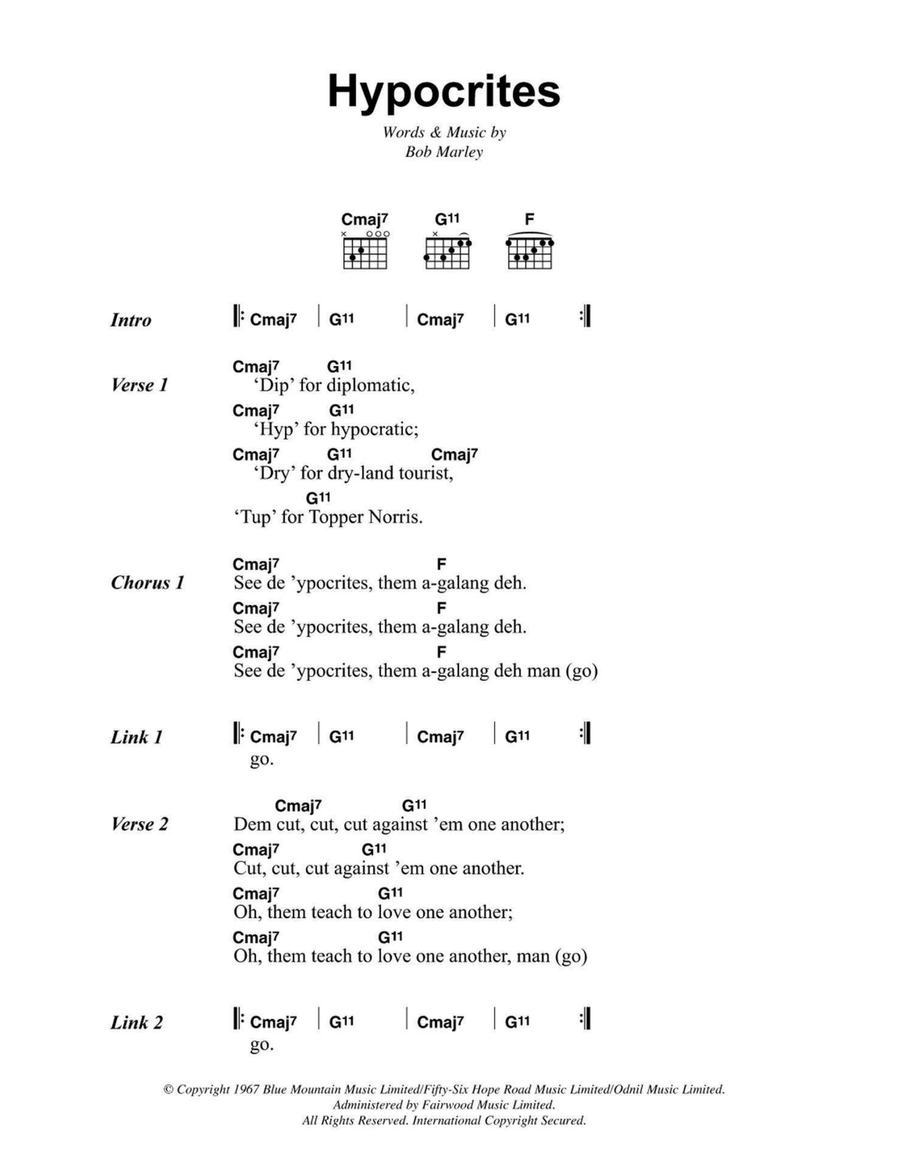 Hypocrites Easy Guitar scores gallery preview page 1