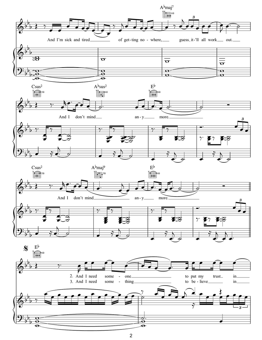 I Need Something I Need Something Piano, Vocal, Guitar scores gallery preview page 2