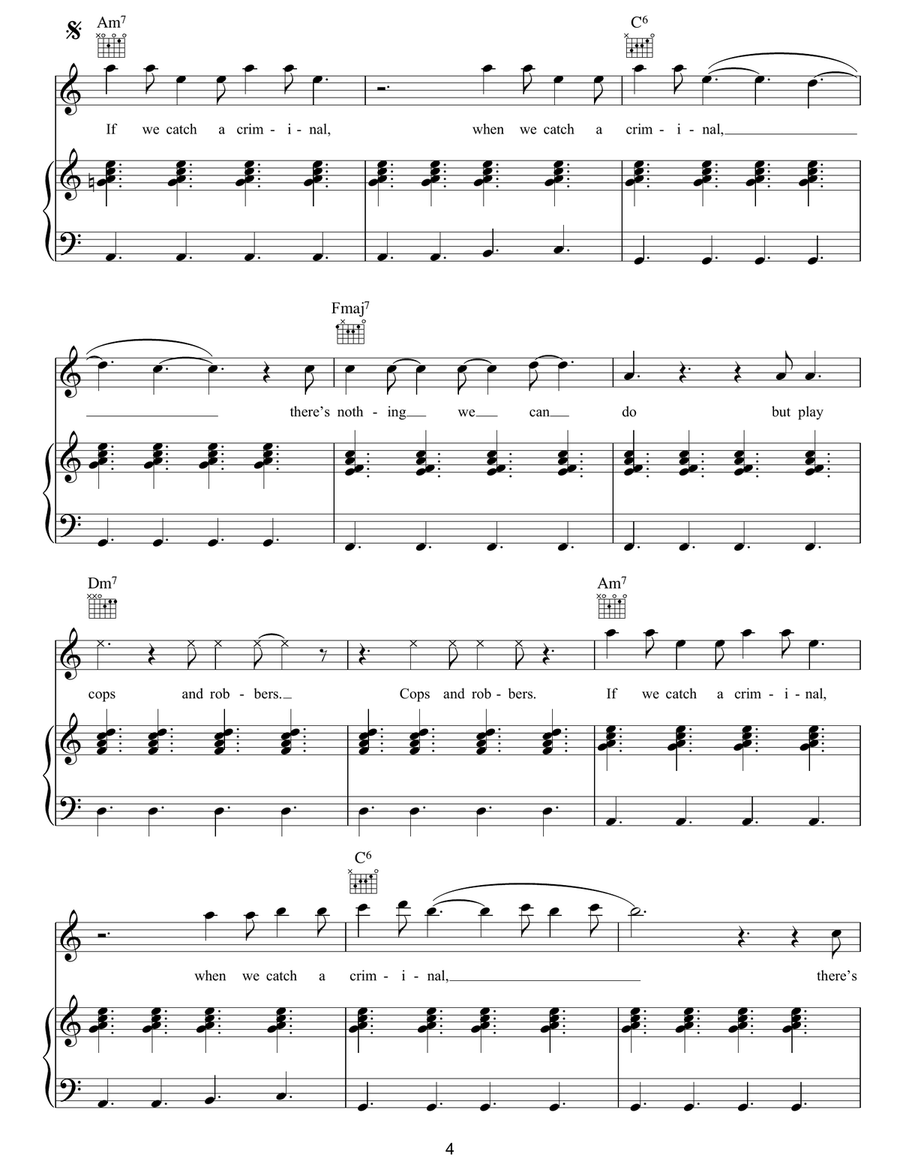 Cops And Robbers Piano, Vocal, Guitar scores gallery preview page 4