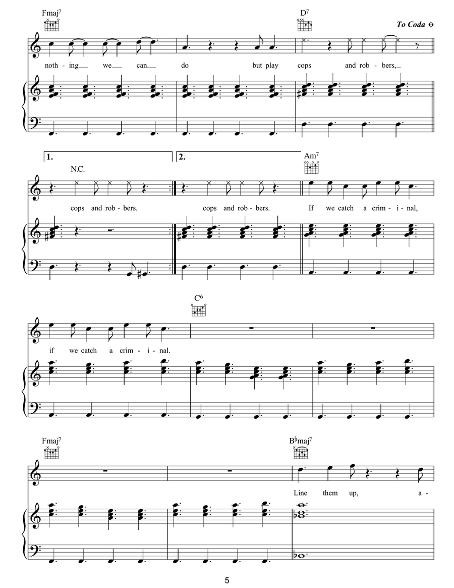 Cops And Robbers Piano, Vocal, Guitar scores gallery preview page 5