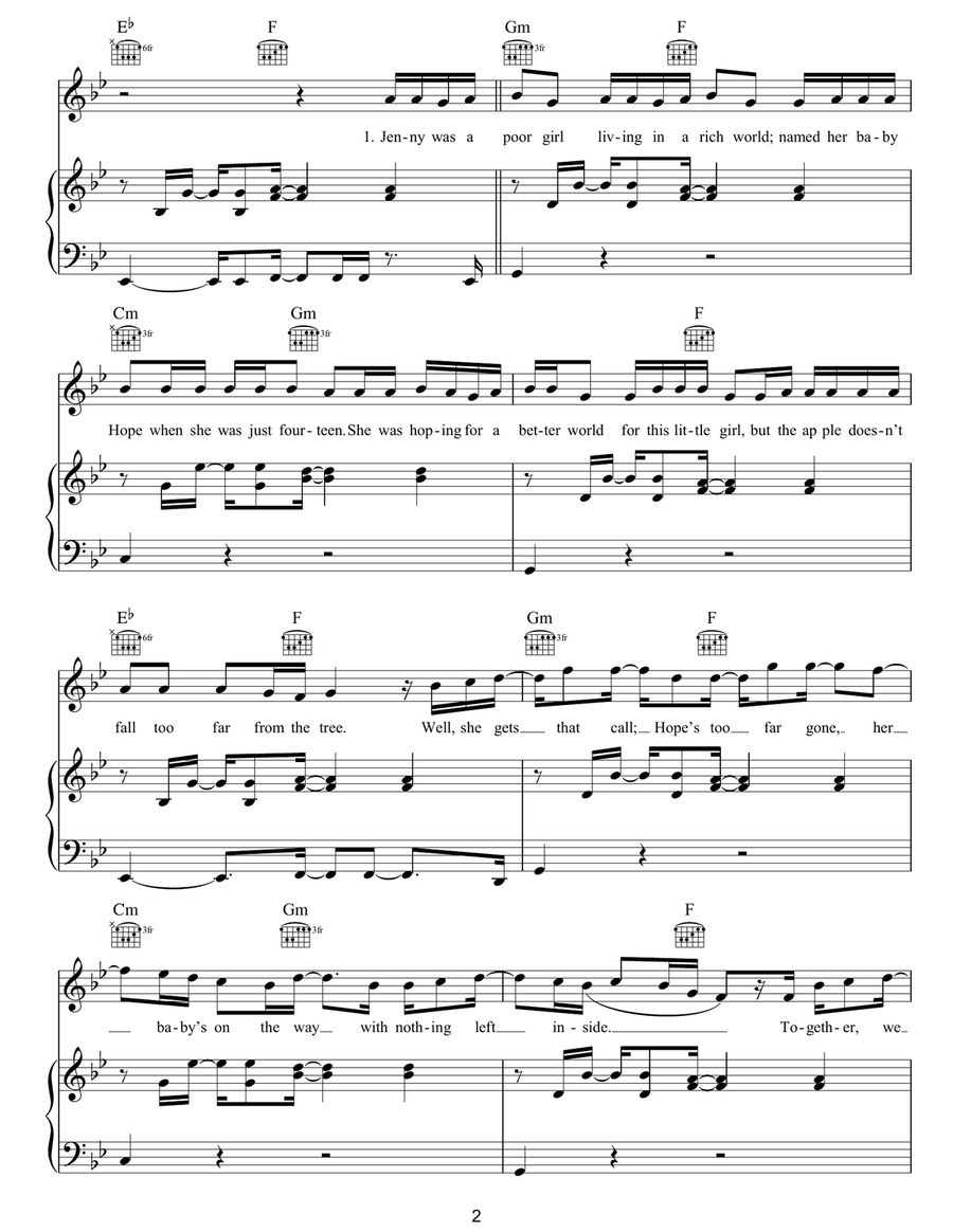 We Cry We Cry Piano, Vocal, Guitar scores gallery preview page 2