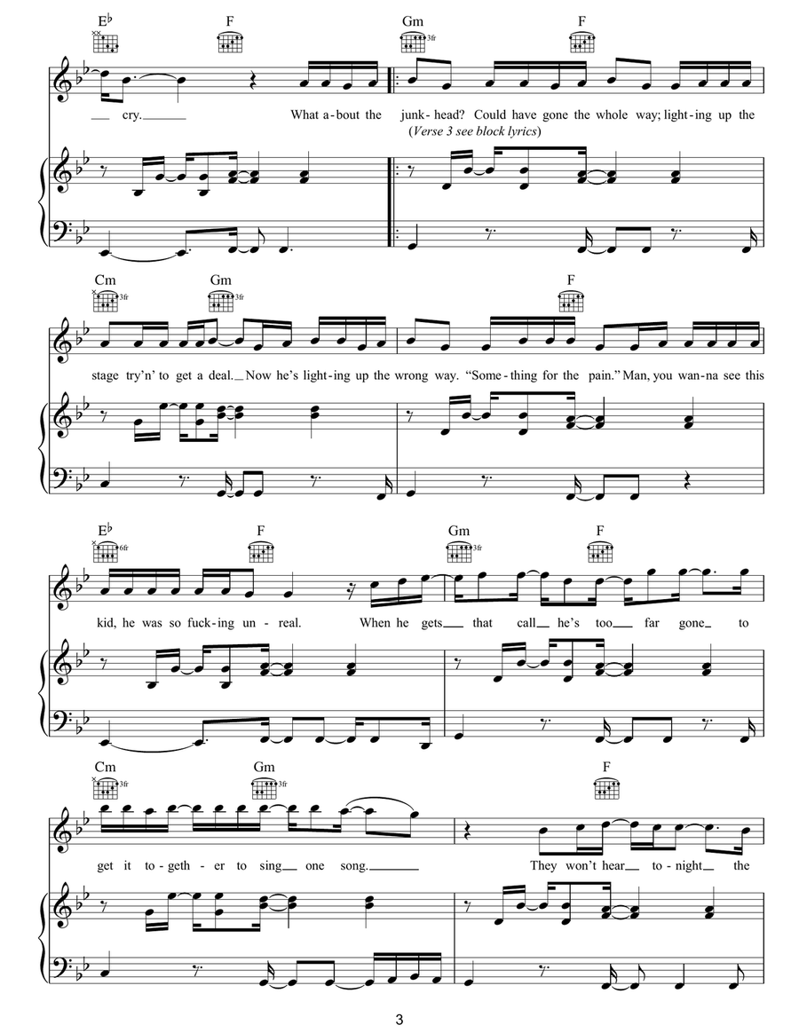 We Cry We Cry Piano, Vocal, Guitar scores gallery preview page 3