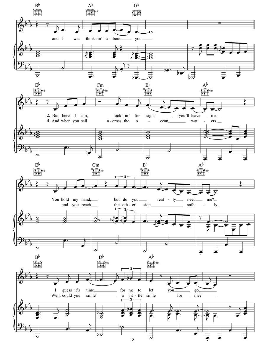 Thinking About You Thinking About You Piano, Vocal, Guitar scores gallery preview page 2
