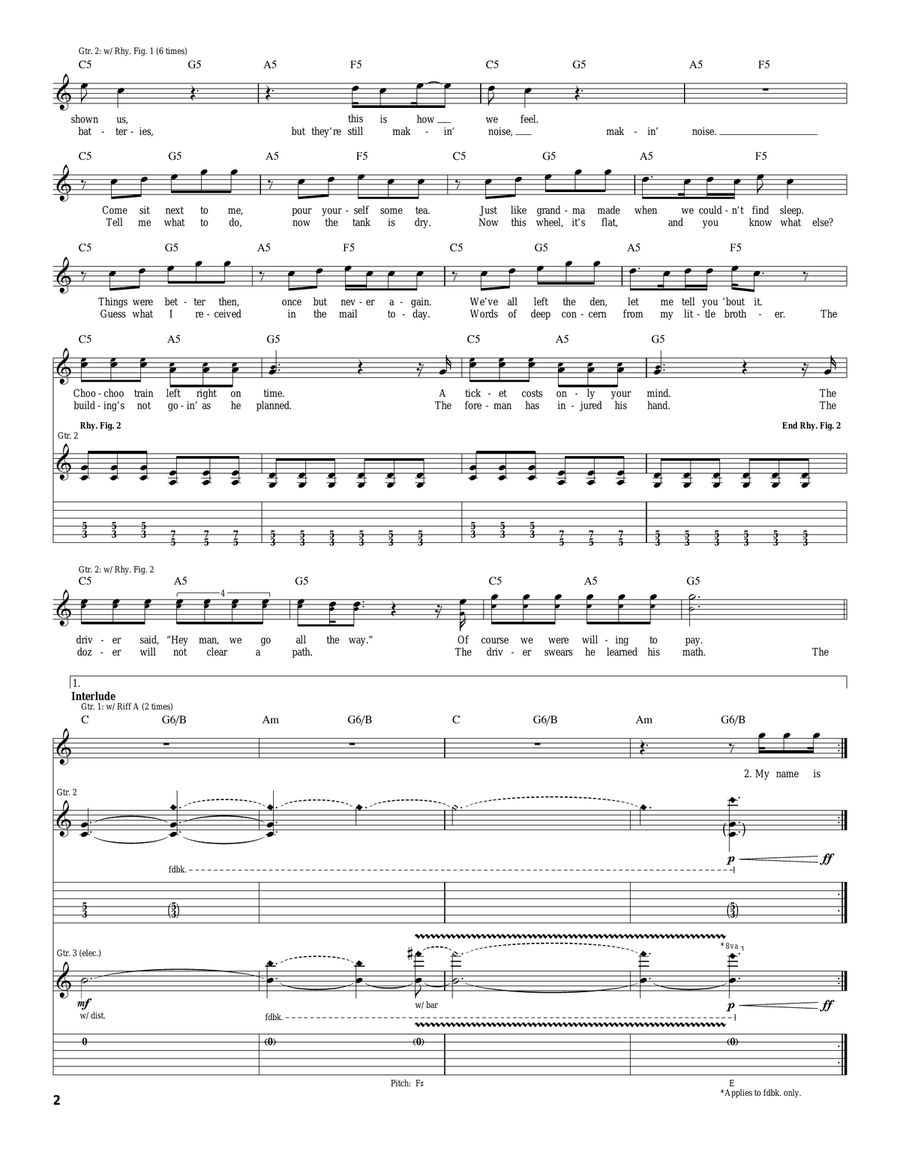 My Name Is Jonas Acoustic Guitar scores gallery preview page 2