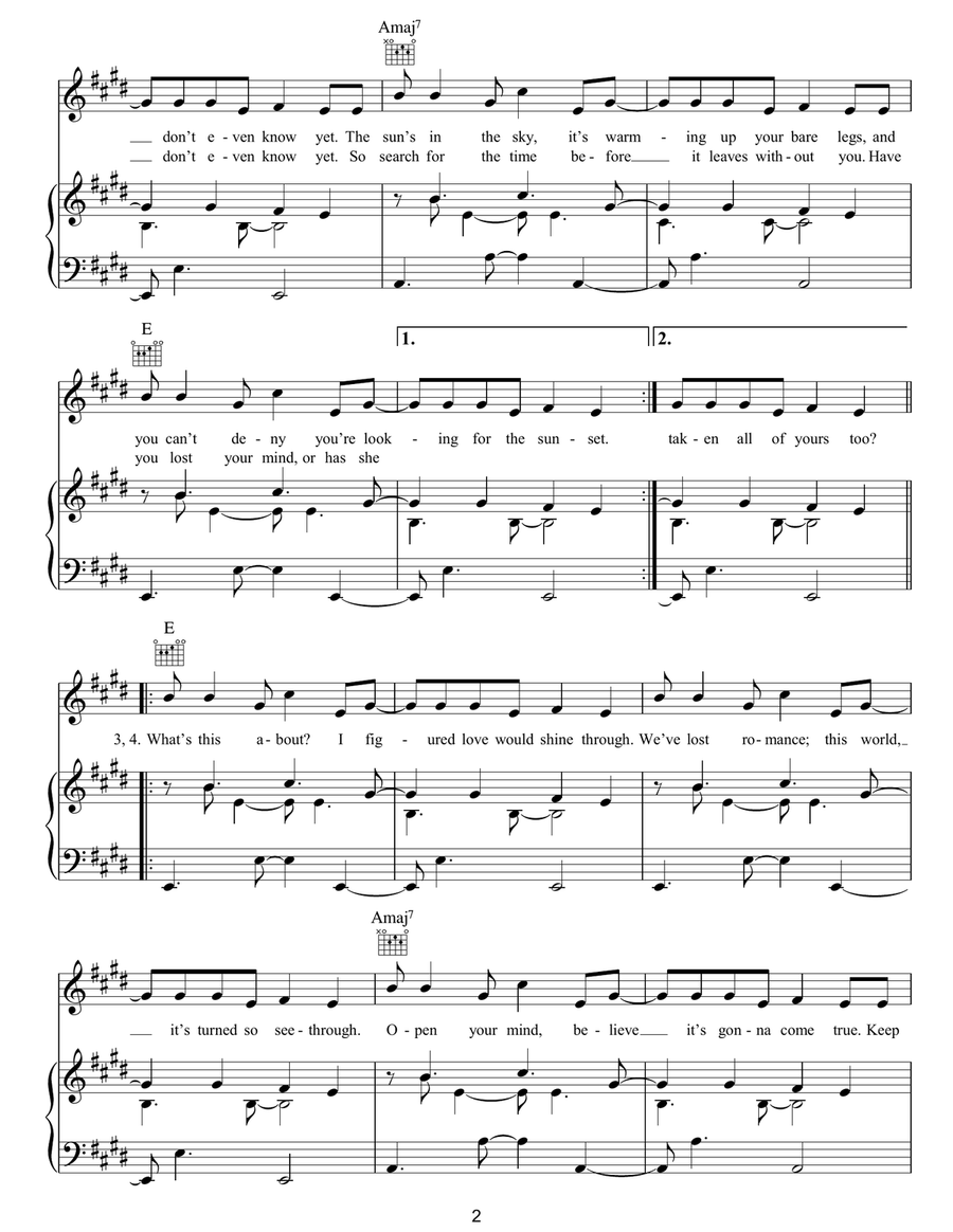 She's Got You High She's Got You High Piano, Vocal, Guitar scores gallery preview page 2