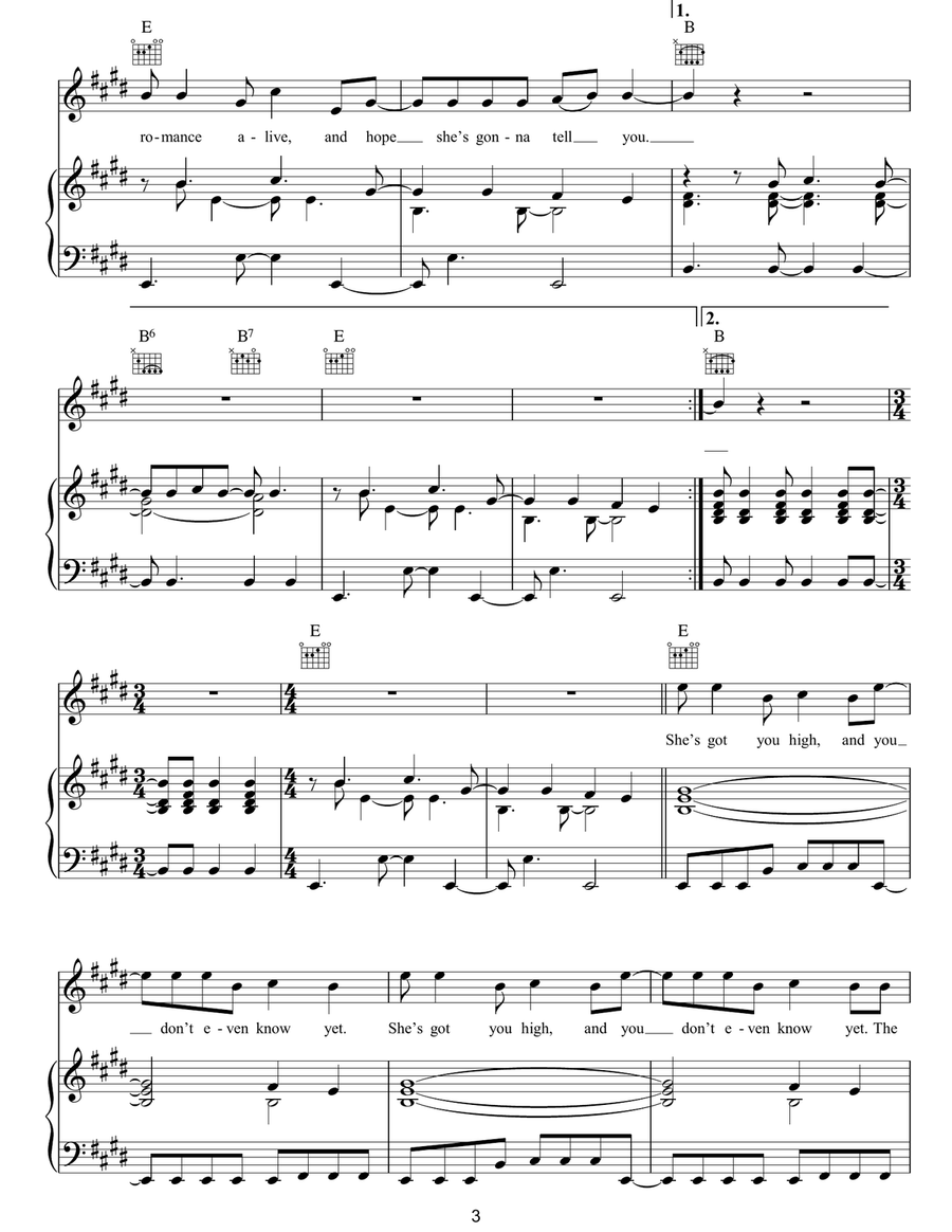She's Got You High She's Got You High Piano, Vocal, Guitar scores gallery preview page 3