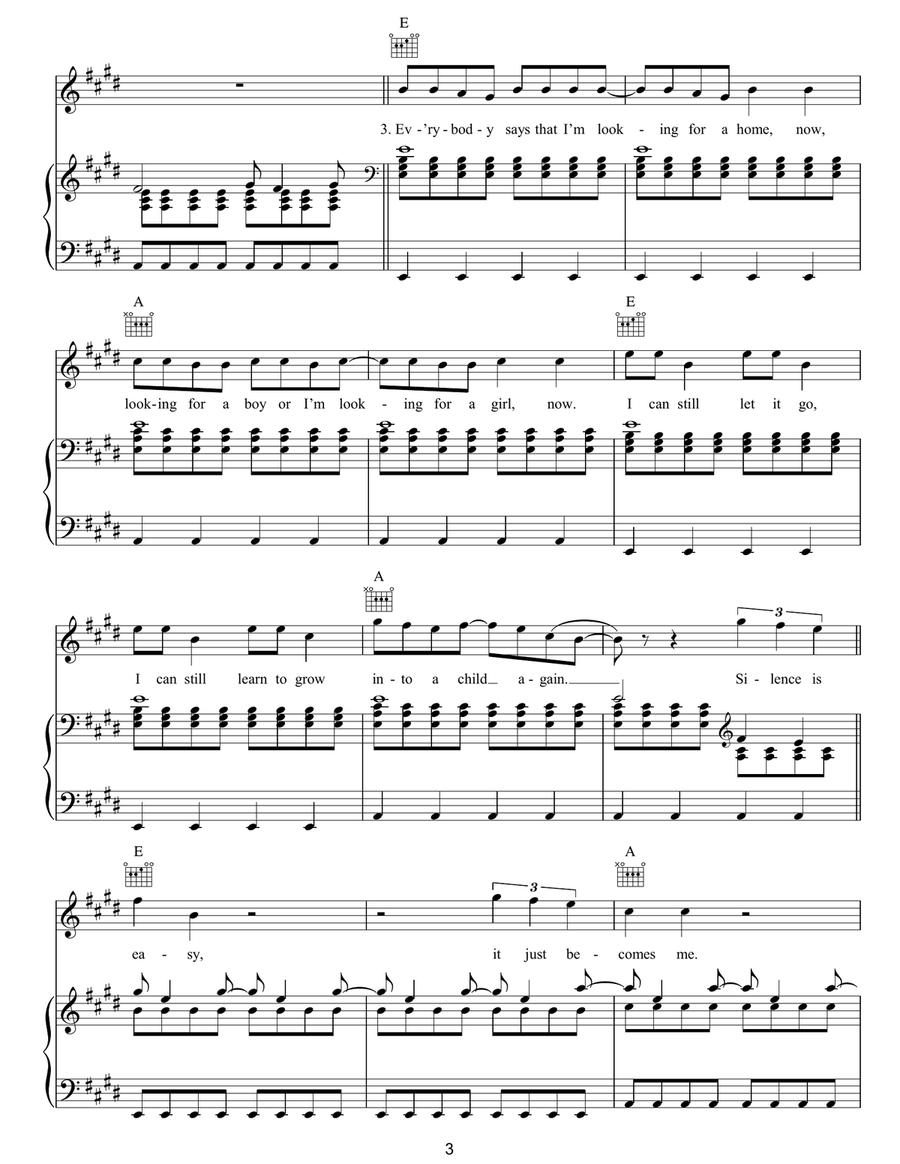 Silence Is Easy Silence Is Easy Piano, Vocal, Guitar scores gallery preview page 3