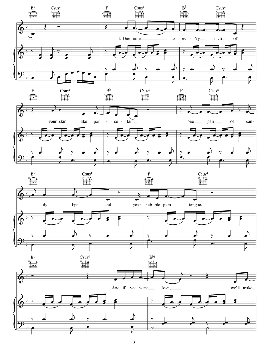 Your Body Is A Wonderland Piano, Vocal, Guitar scores gallery preview page 2