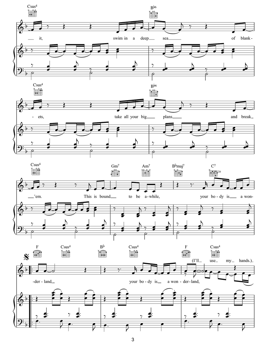 Your Body Is A Wonderland Piano, Vocal, Guitar scores gallery preview page 3