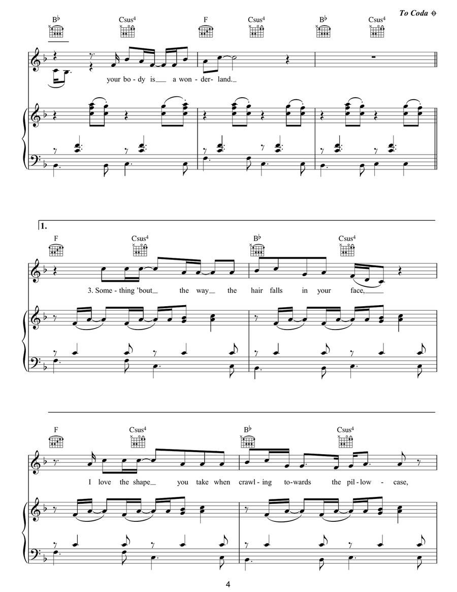 Your Body Is A Wonderland Piano, Vocal, Guitar scores gallery preview page 4