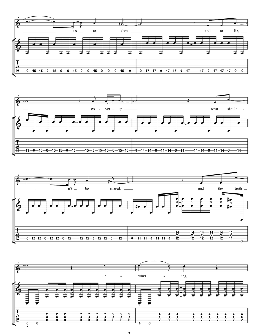 Citizen Erased by Muse Guitar Tablature - Digital Sheet Music page 3