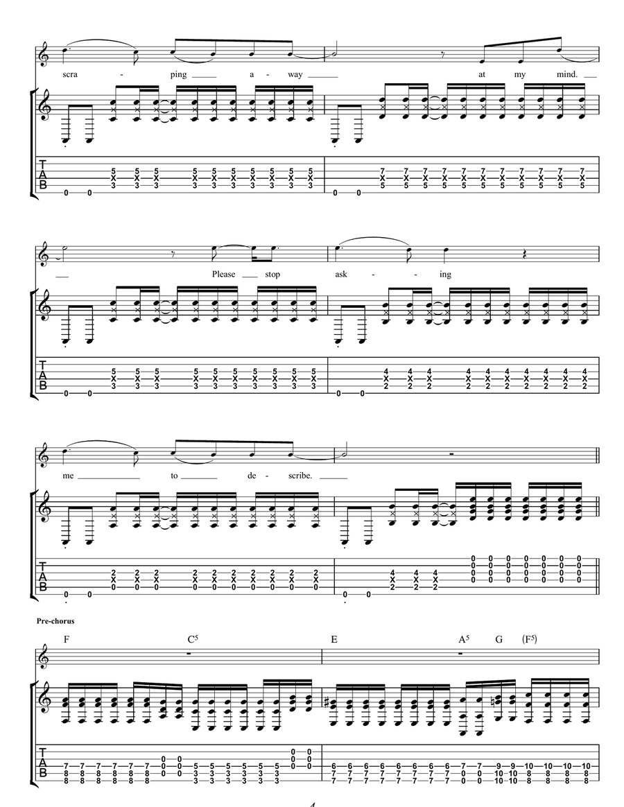 Citizen Erased by Muse Guitar Tablature - Digital Sheet Music page 4