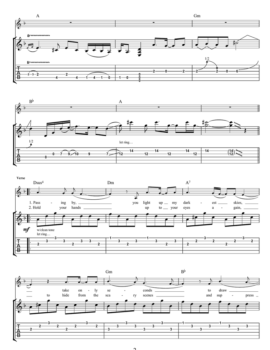 Dark Shines Guitar Tablature scores gallery preview page 2