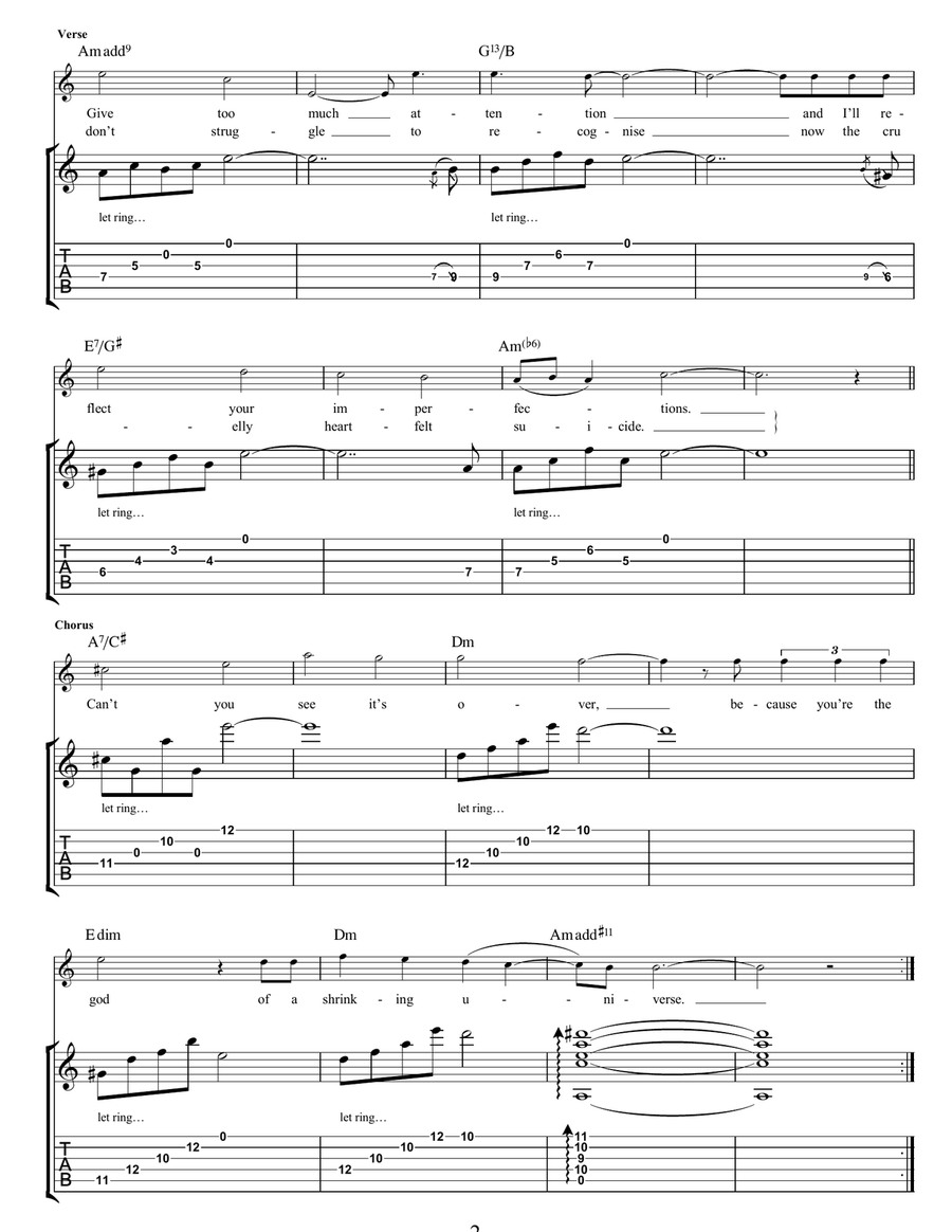 Shrinking Universe Guitar Tablature scores gallery preview page 2