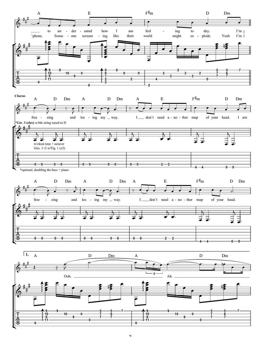 Map Of Your Head Guitar Tablature scores gallery preview page 3