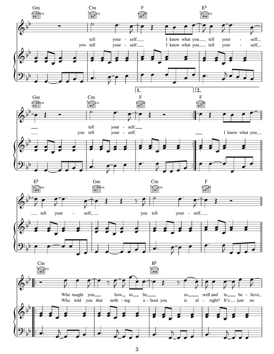 Tell Yourself Tell Yourself Piano, Vocal, Guitar scores gallery preview page 3