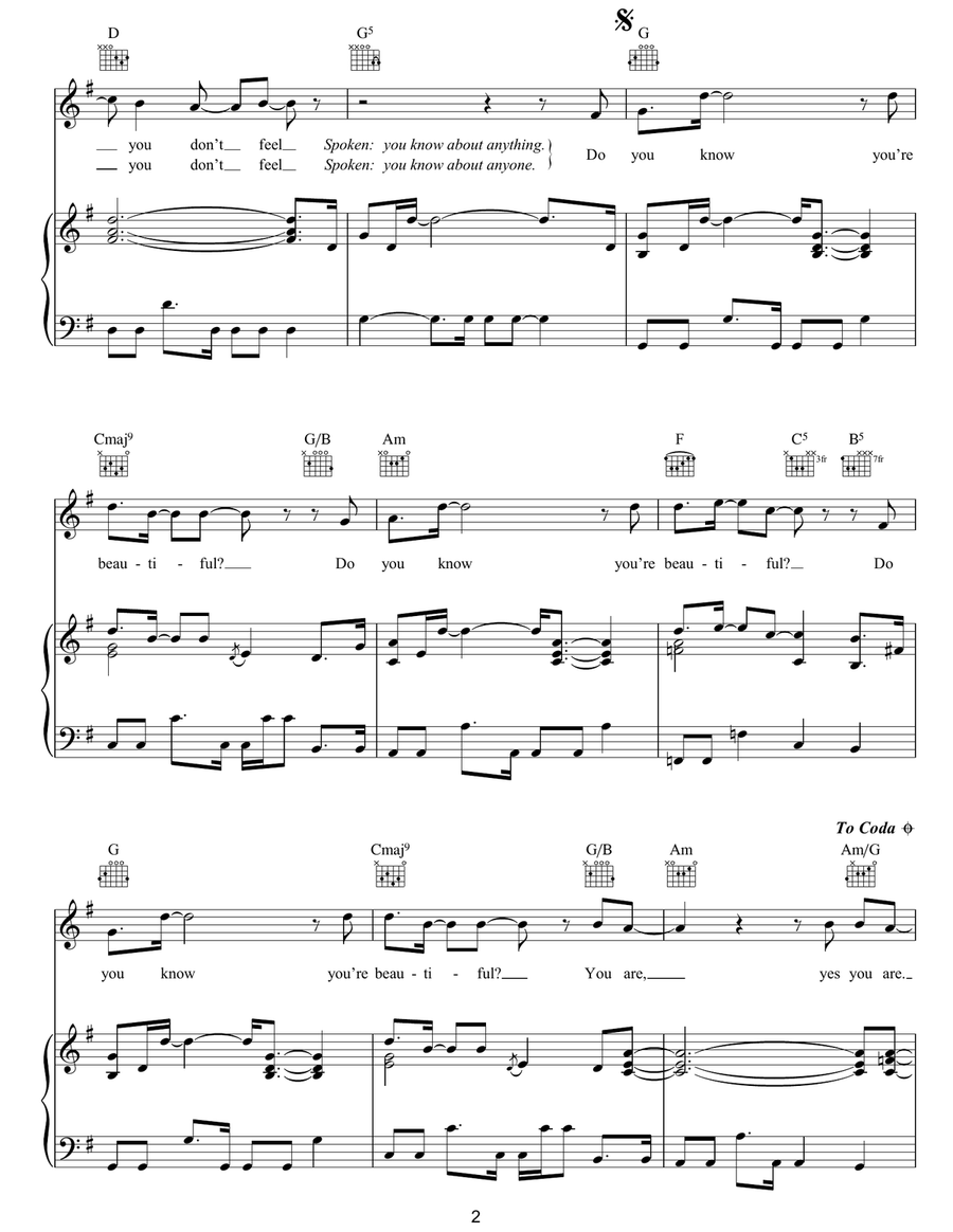 Beautiful Beautiful Piano, Vocal, Guitar scores gallery preview page 2