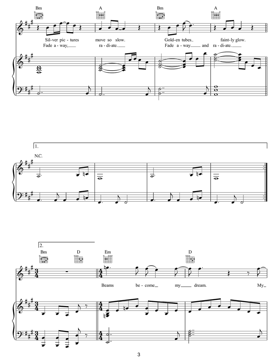 Fade Away And Radiate Fade Away And Radiate Piano, Vocal, Guitar scores gallery preview page 3