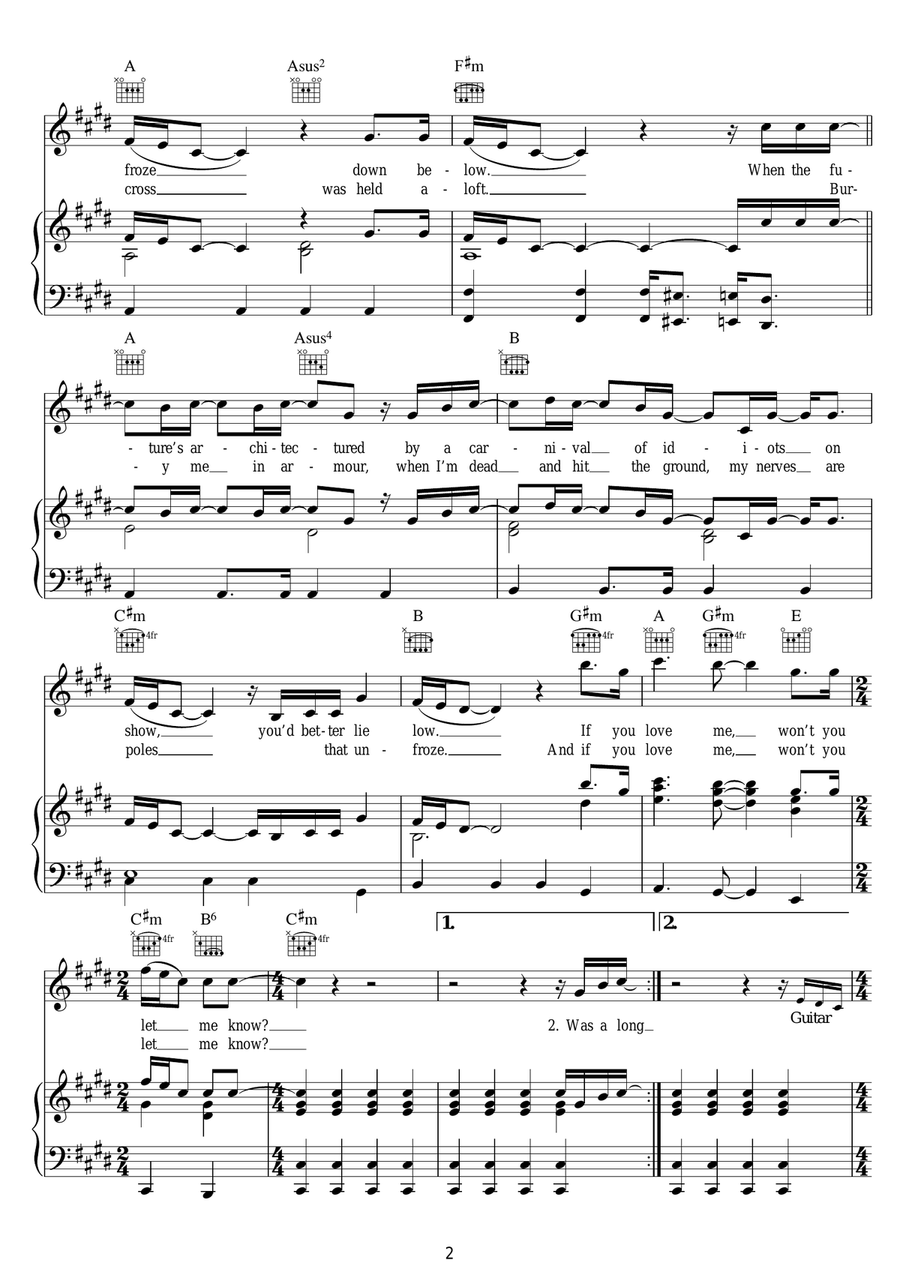 Violet Hill Violet Hill Piano, Vocal, Guitar scores gallery preview page 2