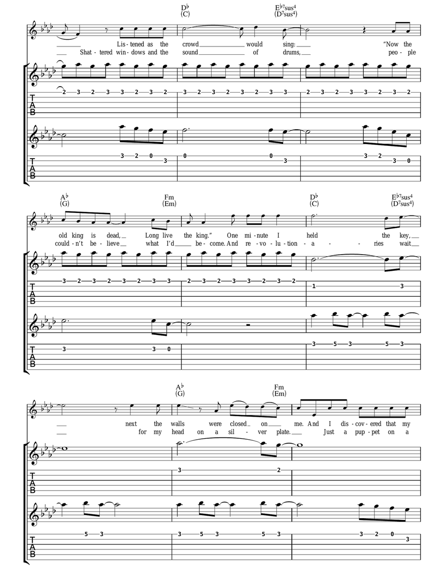Viva La Vida Viva La Vida Acoustic Guitar scores gallery preview page 3