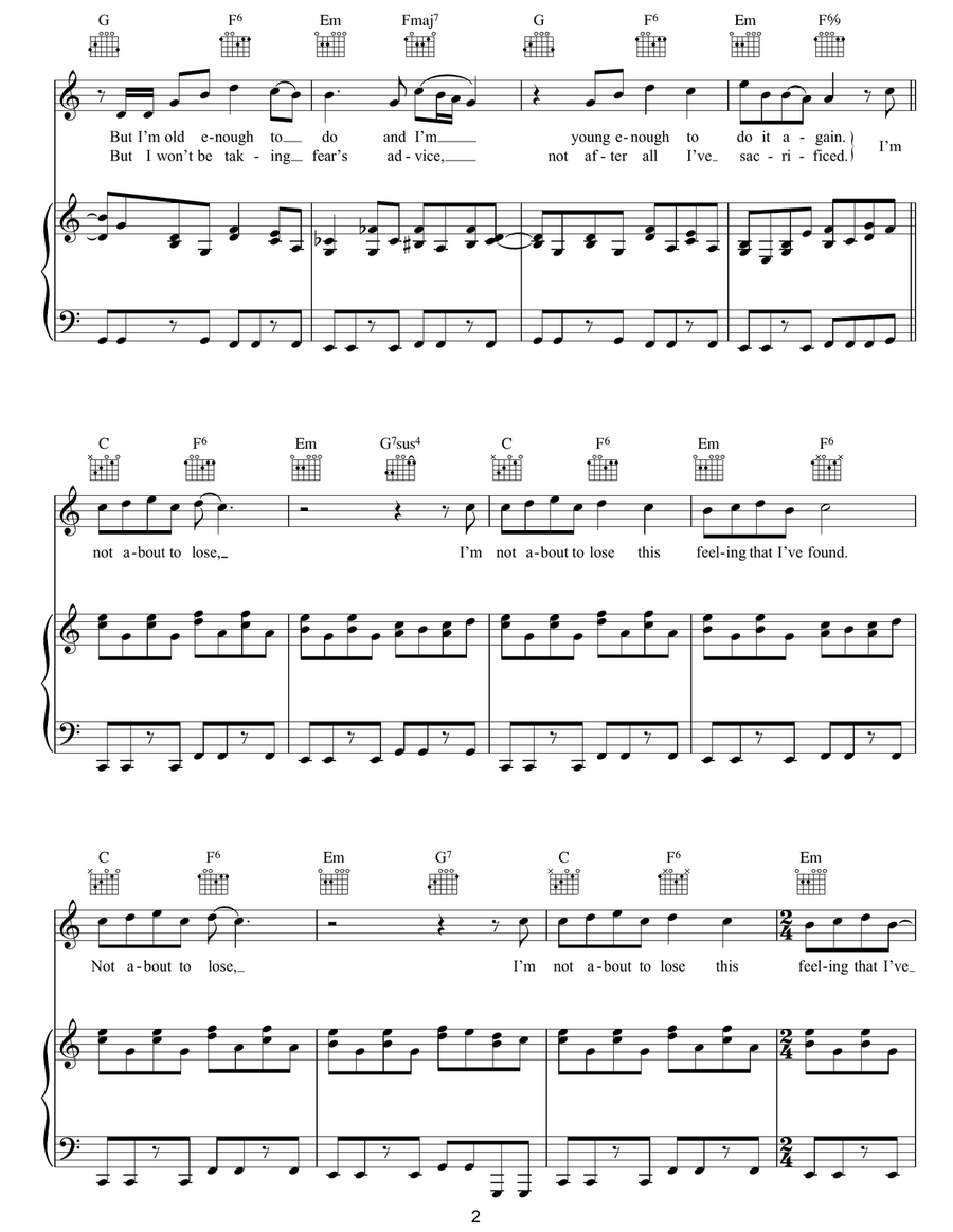 Not About To Lose Not About To Lose Piano, Vocal, Guitar scores gallery preview page 2