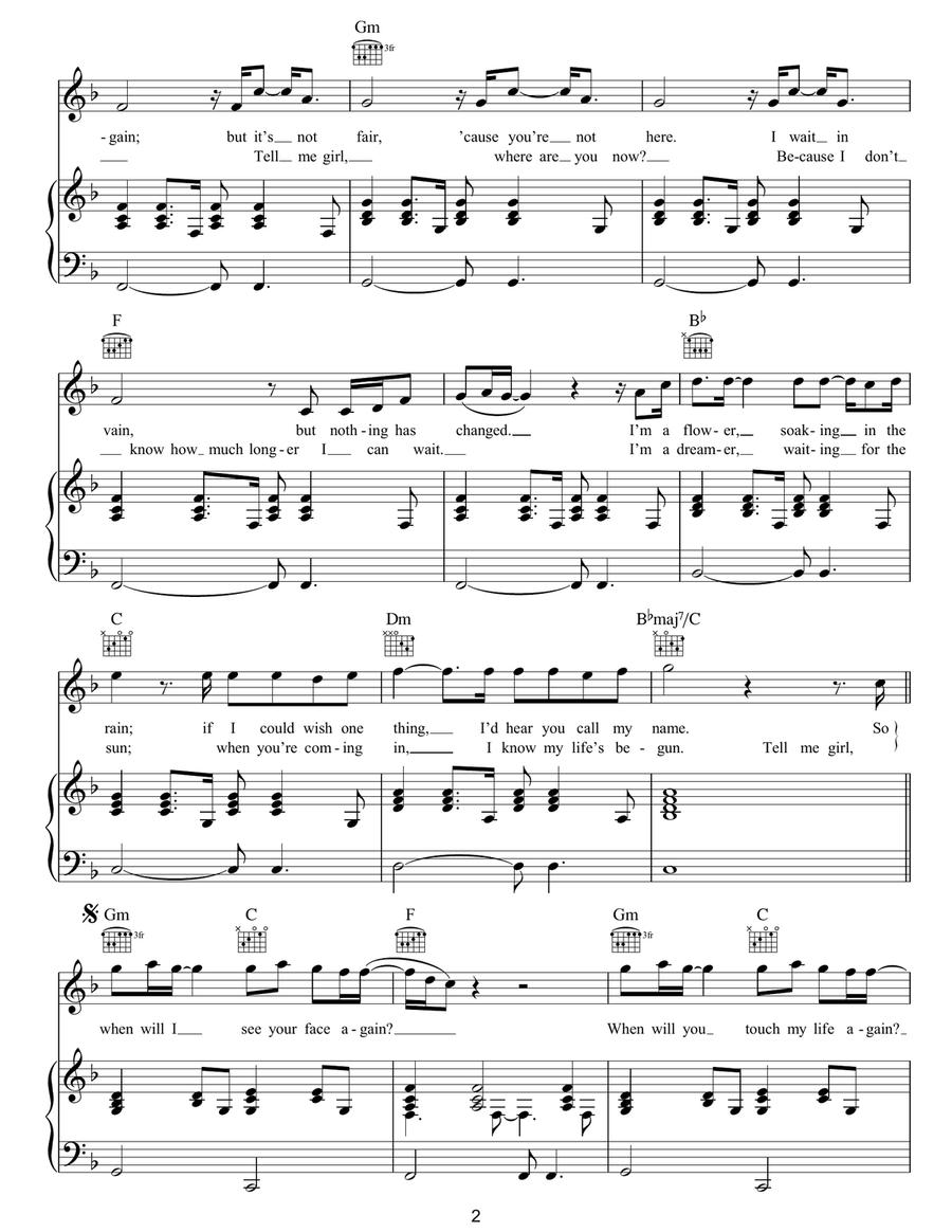 When Will I See Your Face Again Piano, Vocal, Guitar scores gallery preview page 2