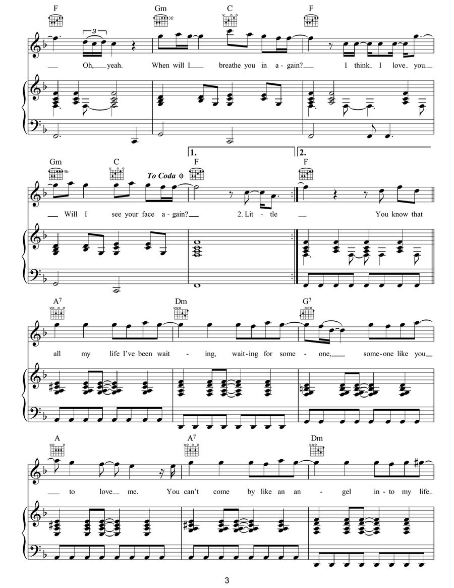 When Will I See Your Face Again Piano, Vocal, Guitar scores gallery preview page 3