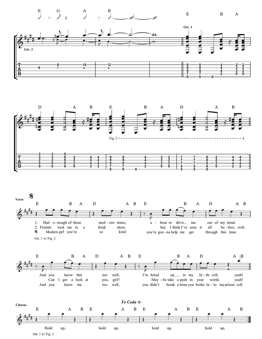 Hold Up Hold Up Guitar Tablature scores gallery preview page 2