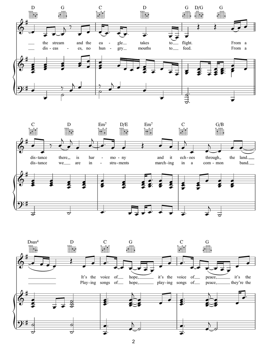 From A Distance Piano, Vocal, Guitar scores gallery preview page 2