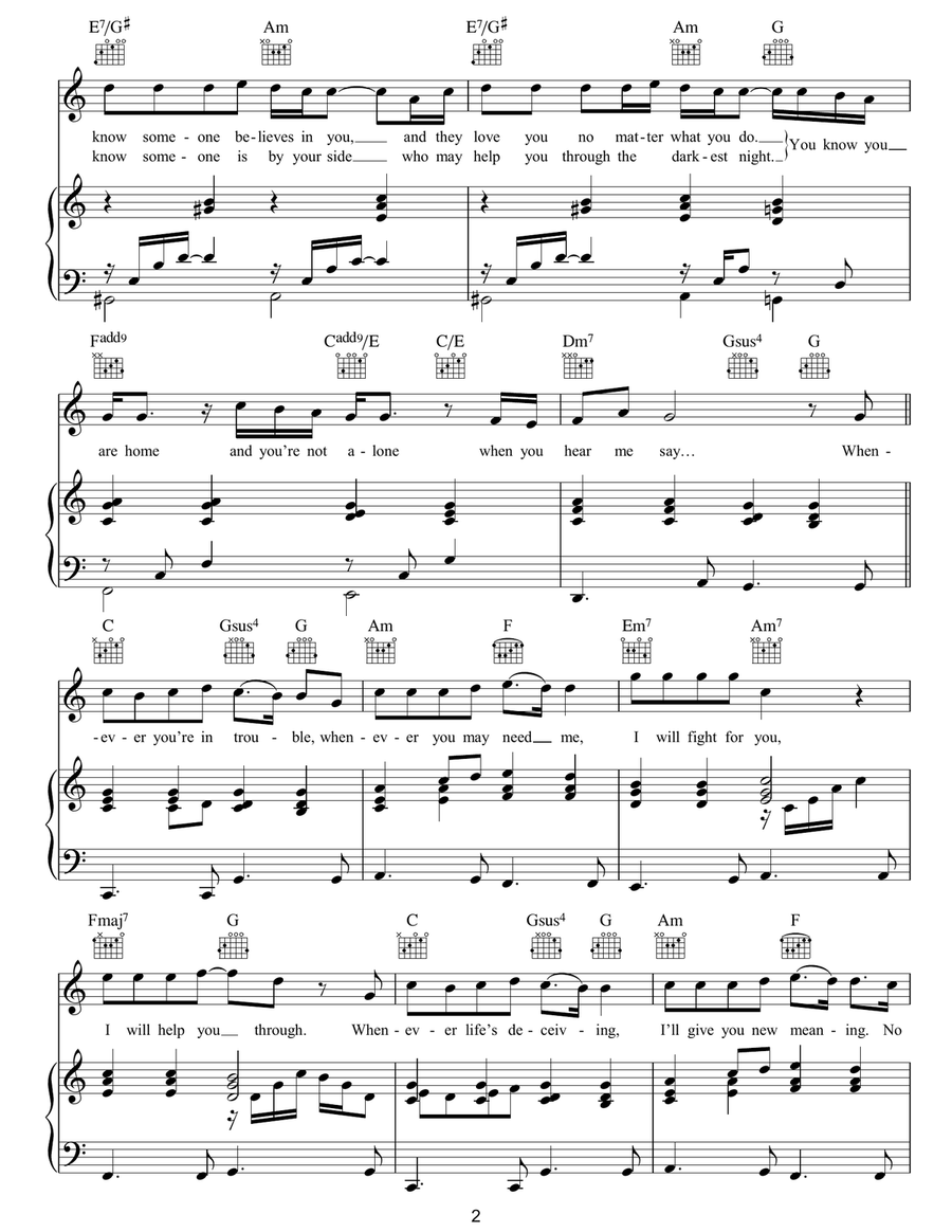 Whenever You're In Trouble Piano, Vocal, Guitar scores gallery preview page 2