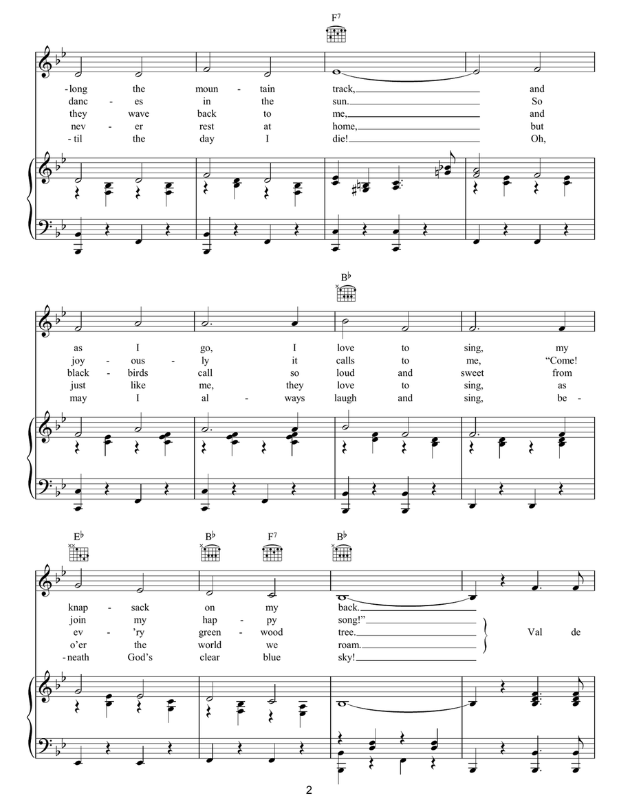The Happy Wanderer (Val-De-Ri, Val-De-Ra) Guitar scores gallery preview page 2