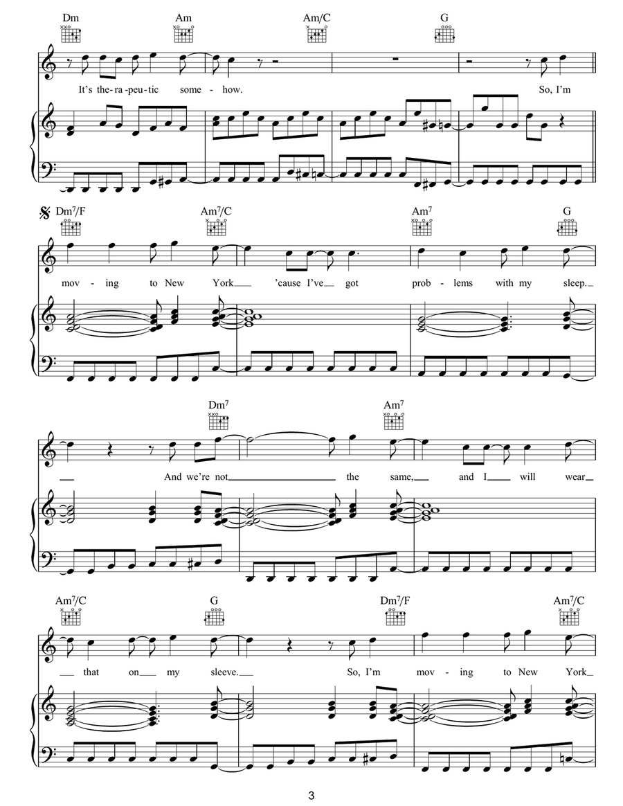Moving To New York Moving To New York Piano, Vocal, Guitar scores gallery preview page 3