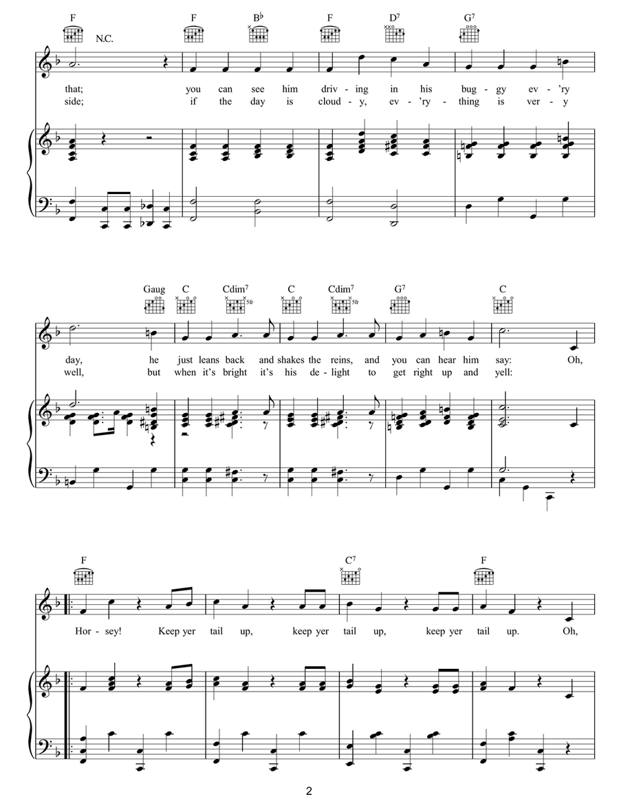 Horsey Keep Your Tail Up (Keep The Sun Out Of My Eyes) Piano, Vocal, Guitar scores gallery preview page 2
