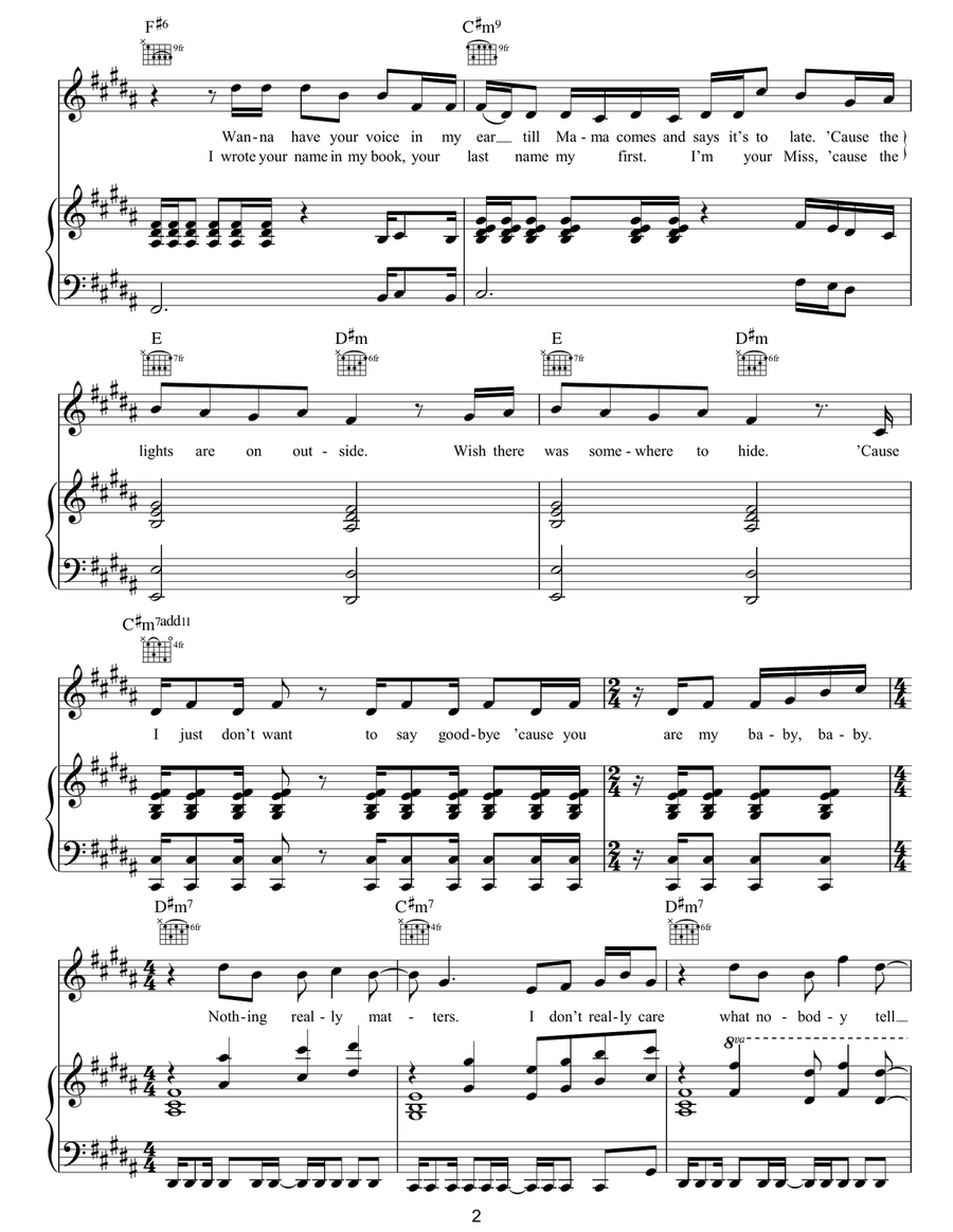 Teenage Love Affair Teenage Love Affair Piano, Vocal, Guitar scores gallery preview page 2