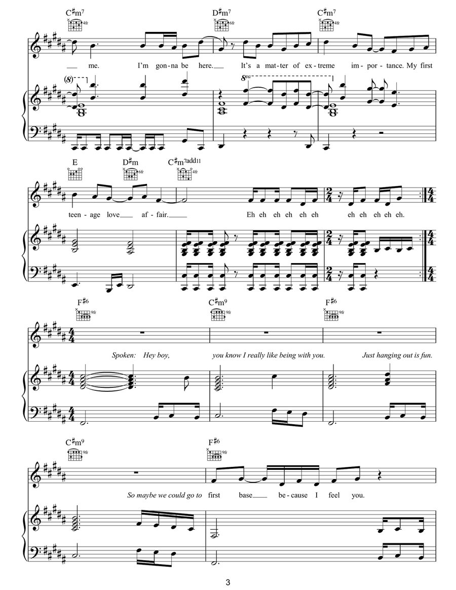 Teenage Love Affair Teenage Love Affair Piano, Vocal, Guitar scores gallery preview page 3