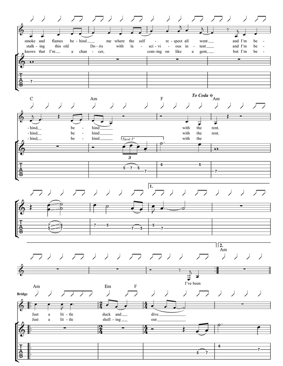 Behind With The Rent Behind With The Rent Guitar Tablature scores gallery preview page 3