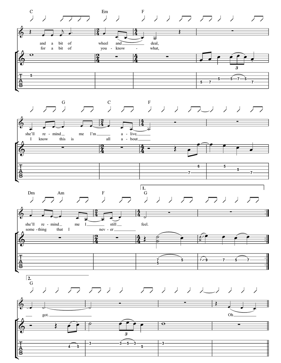 Behind With The Rent Behind With The Rent Guitar Tablature scores gallery preview page 4