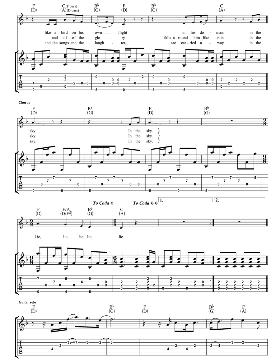 In The Sky In The Sky Guitar Tablature scores gallery preview page 4
