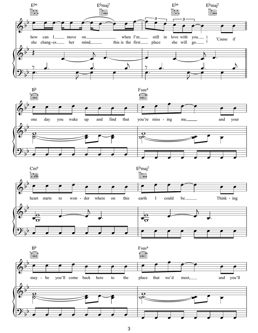 The Man Who Can't Be Moved Piano, Vocal, Guitar scores gallery preview page 3