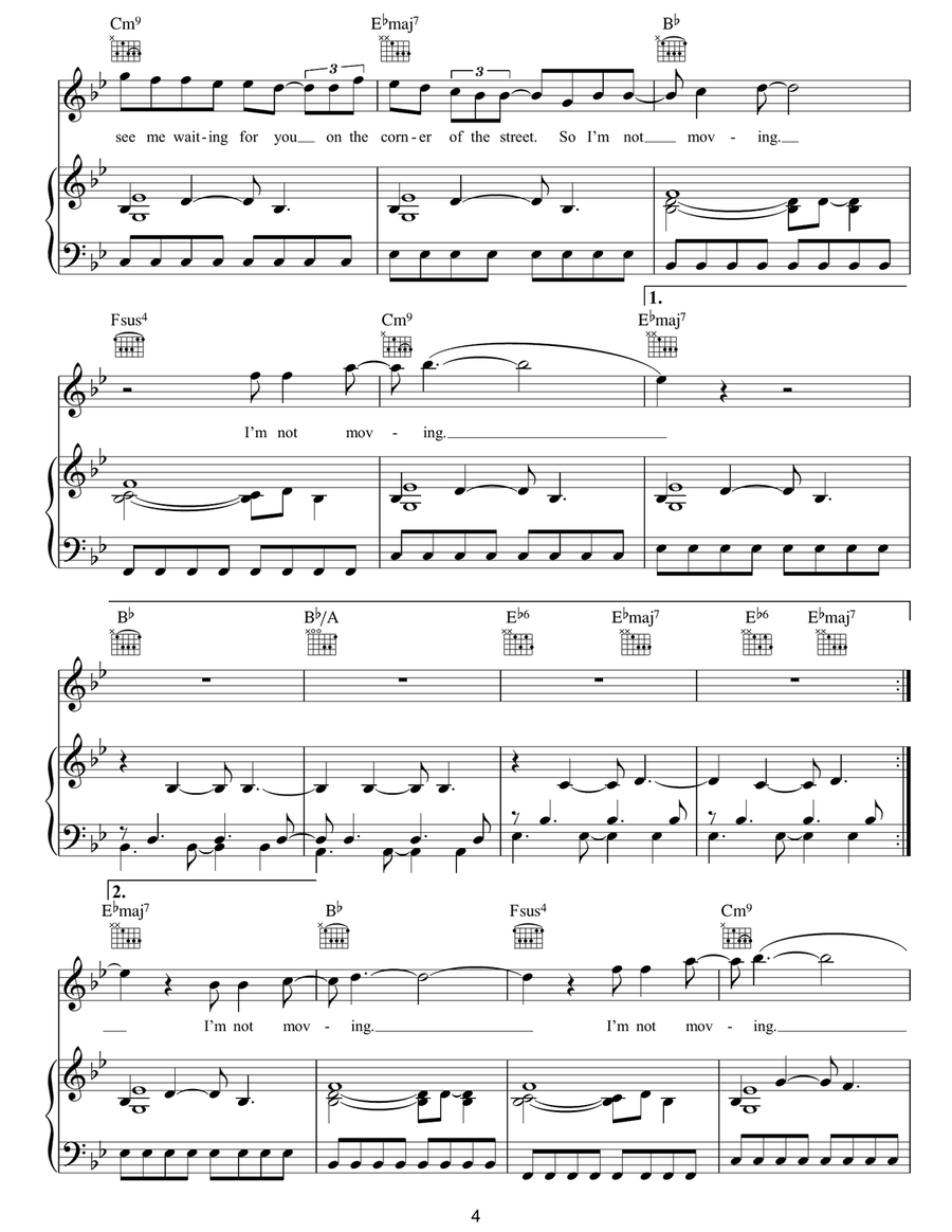 The Man Who Can't Be Moved Piano, Vocal, Guitar scores gallery preview page 4