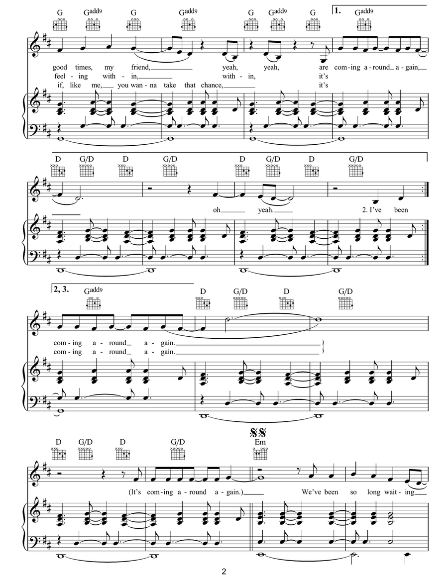 Coming Around Again Coming Around Again Piano, Vocal, Guitar scores gallery preview page 2