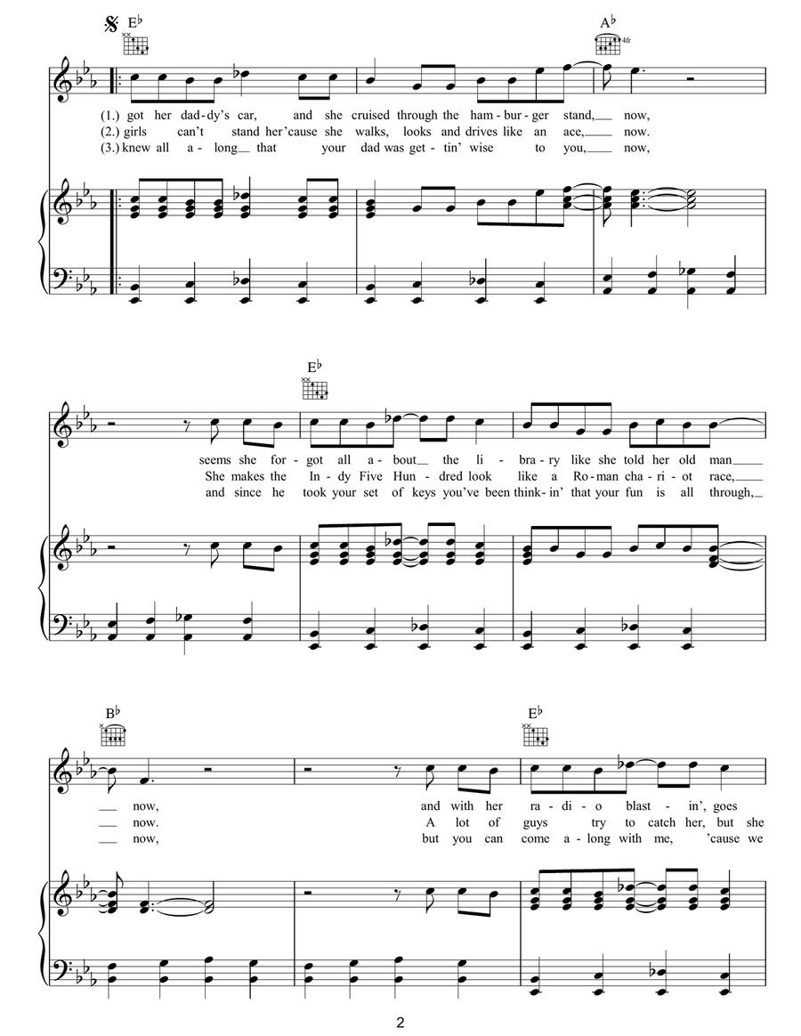 Fun, Fun, Fun Fun, Fun, Fun Piano, Vocal, Guitar scores gallery preview page 2