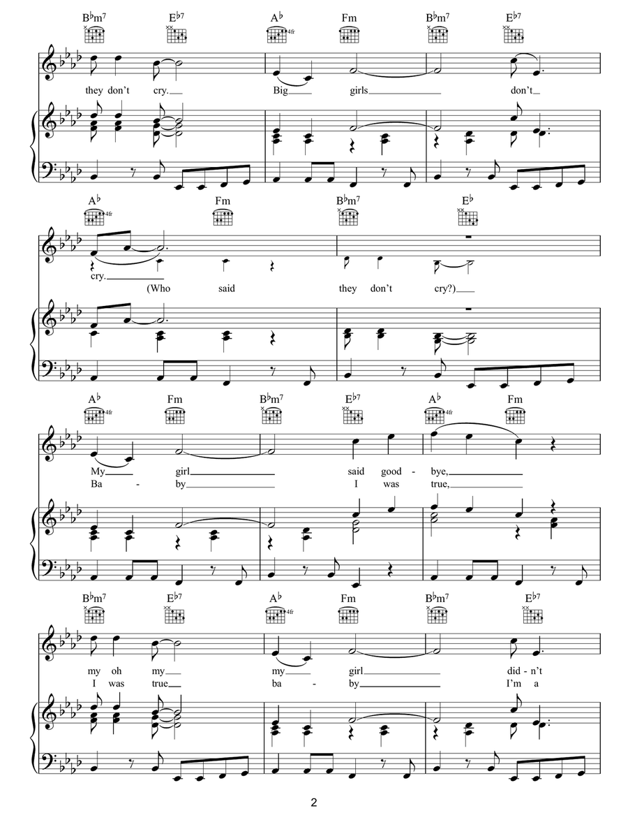 Big Girls Don't Cry Big Girls Don't Cry Piano, Vocal, Guitar scores gallery preview page 2