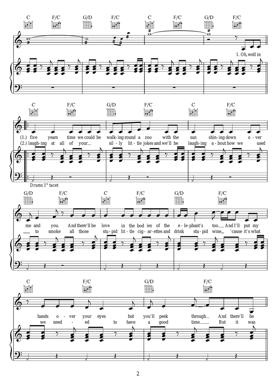 5 Years Time 5 Years Time Piano, Vocal, Guitar scores gallery preview page 2