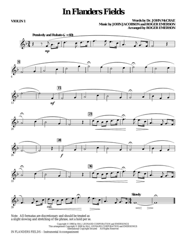 In Flanders Fields - Violin 1