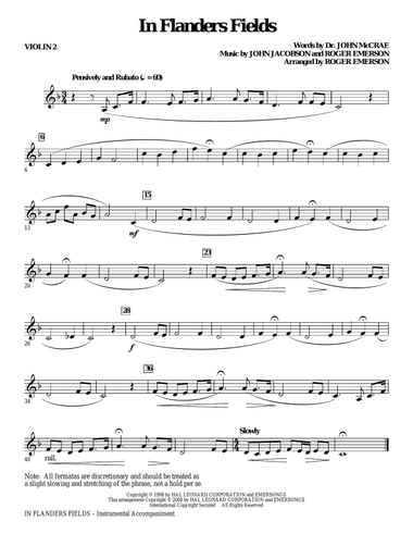 In Flanders Fields - Violin 2